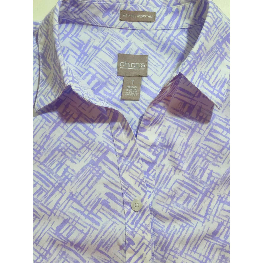 Chico's No Iron Button Front Blouse 3/4 Sleeve size 1